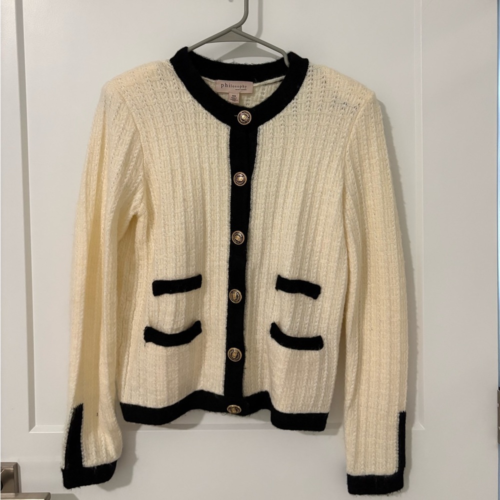 Philosophy Cream and Black Cardigan